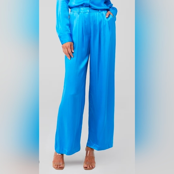 New Bershka Bright Blue Relaxed Fit Pants Size 2 - Picture 6 of 6